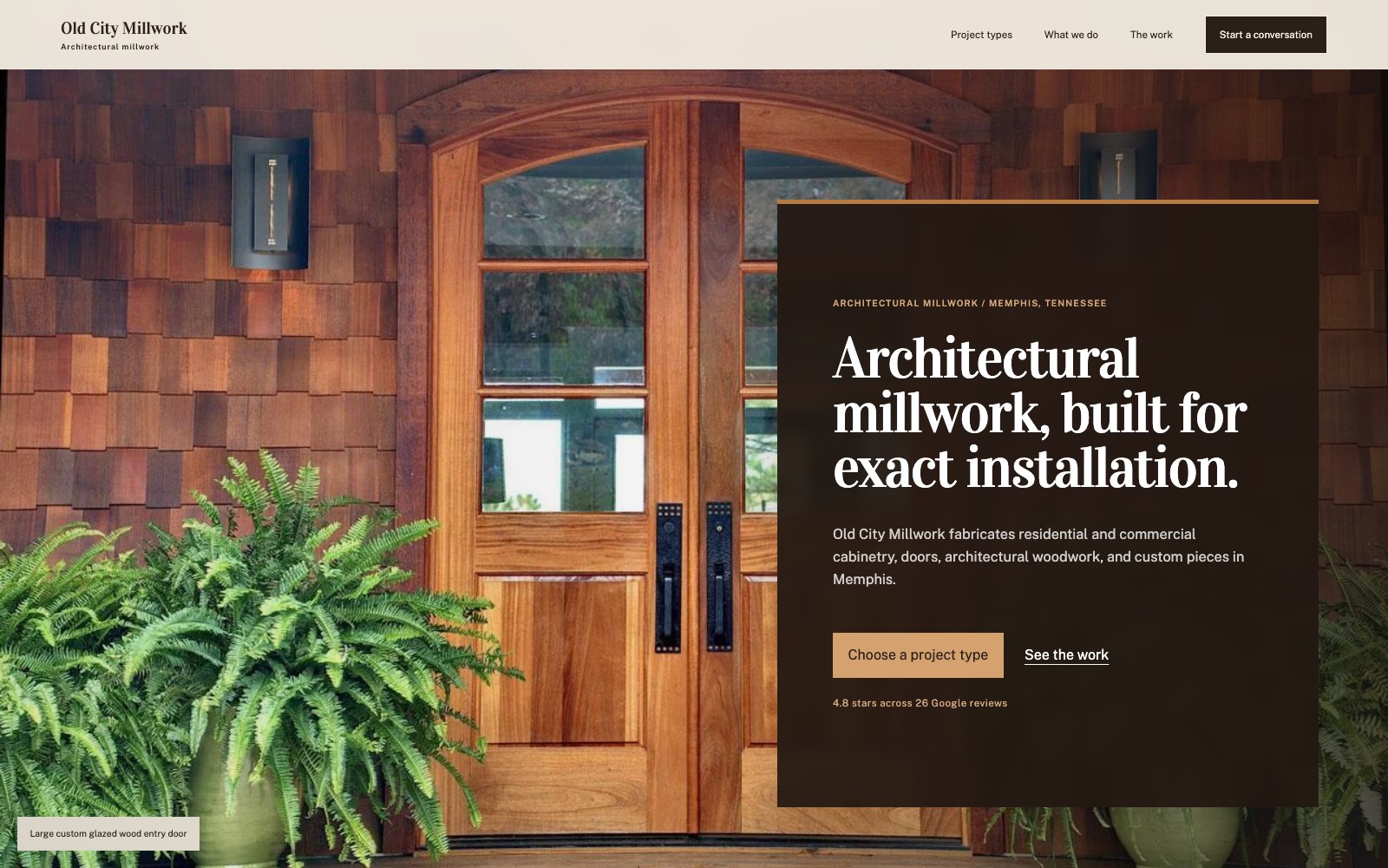 The new Old City Millwork Inc homepage concept