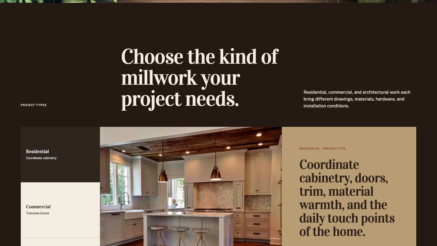 The project section of the new homepage