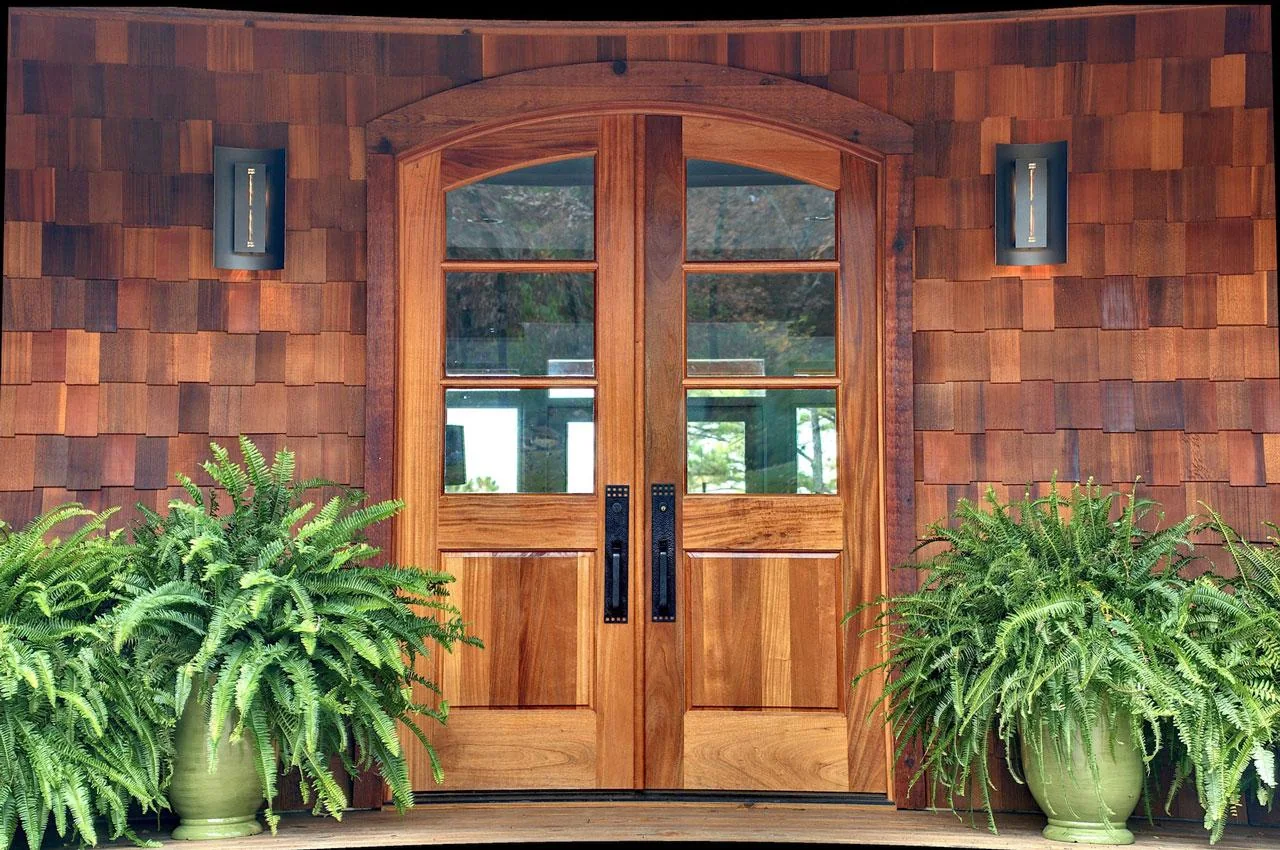 Large custom glazed wood entry door